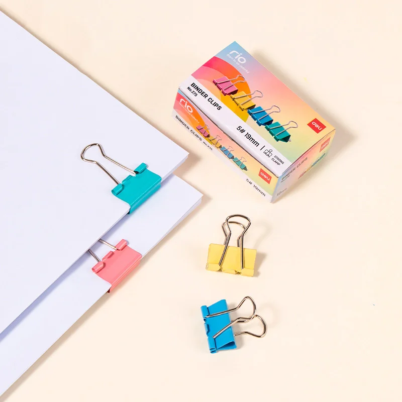 Зажимы для бумаг DELI "RIO", 19 мм, цветные, (12 шт.) - миниатюра 8