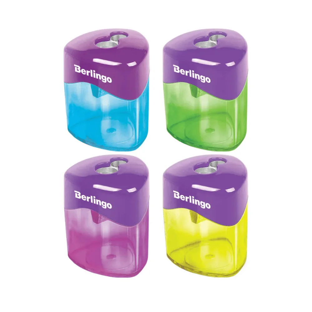Точилка BERLINGO "DoubleColor" 2 отверстия, с контейнером