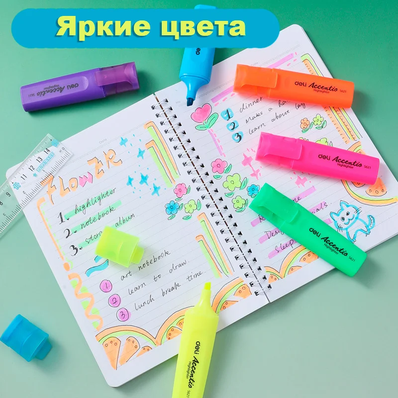 Текстовыделитель DELI "S621" 1-5 мм, голубой - миниатюра 5