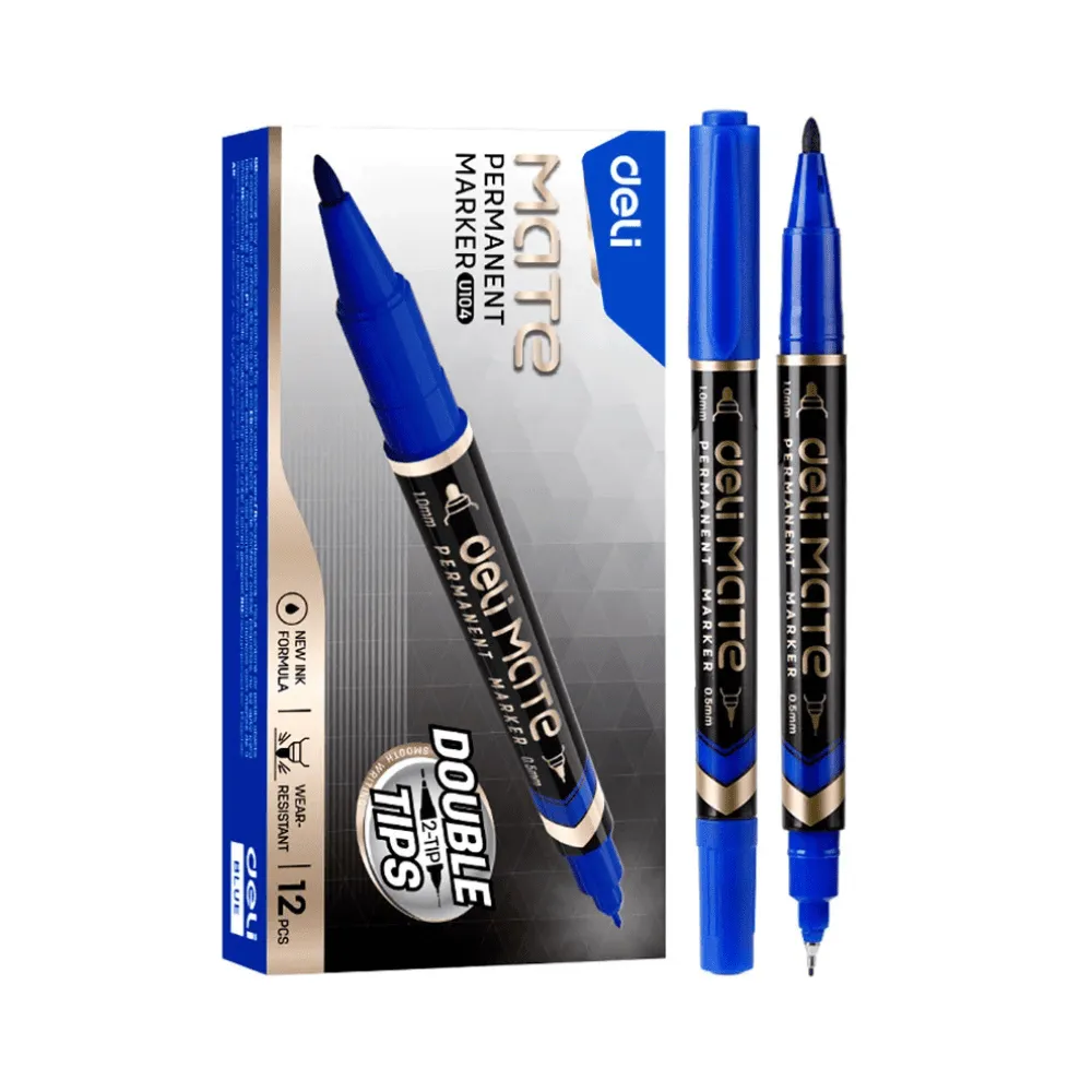 Маркер для CD/DVD DELI "Mate" перманентный двухсторонний, 0,5-1,0 мм, синий