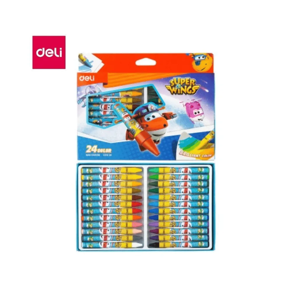 Мелки восковые Deli "Super Wings", пастельные, 24 цвета, картон