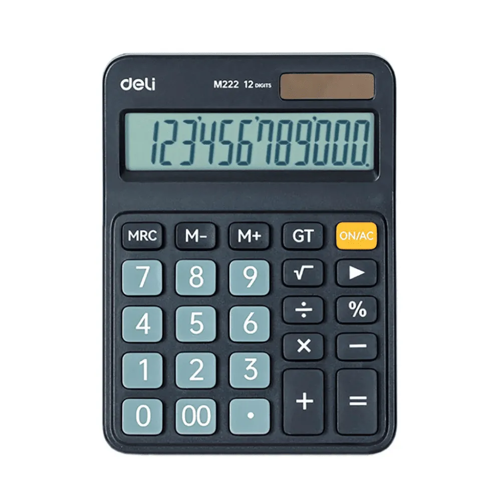 Калькулятор настольный DELI "М222" 12 разрядный, 150х110х28 мм, черный