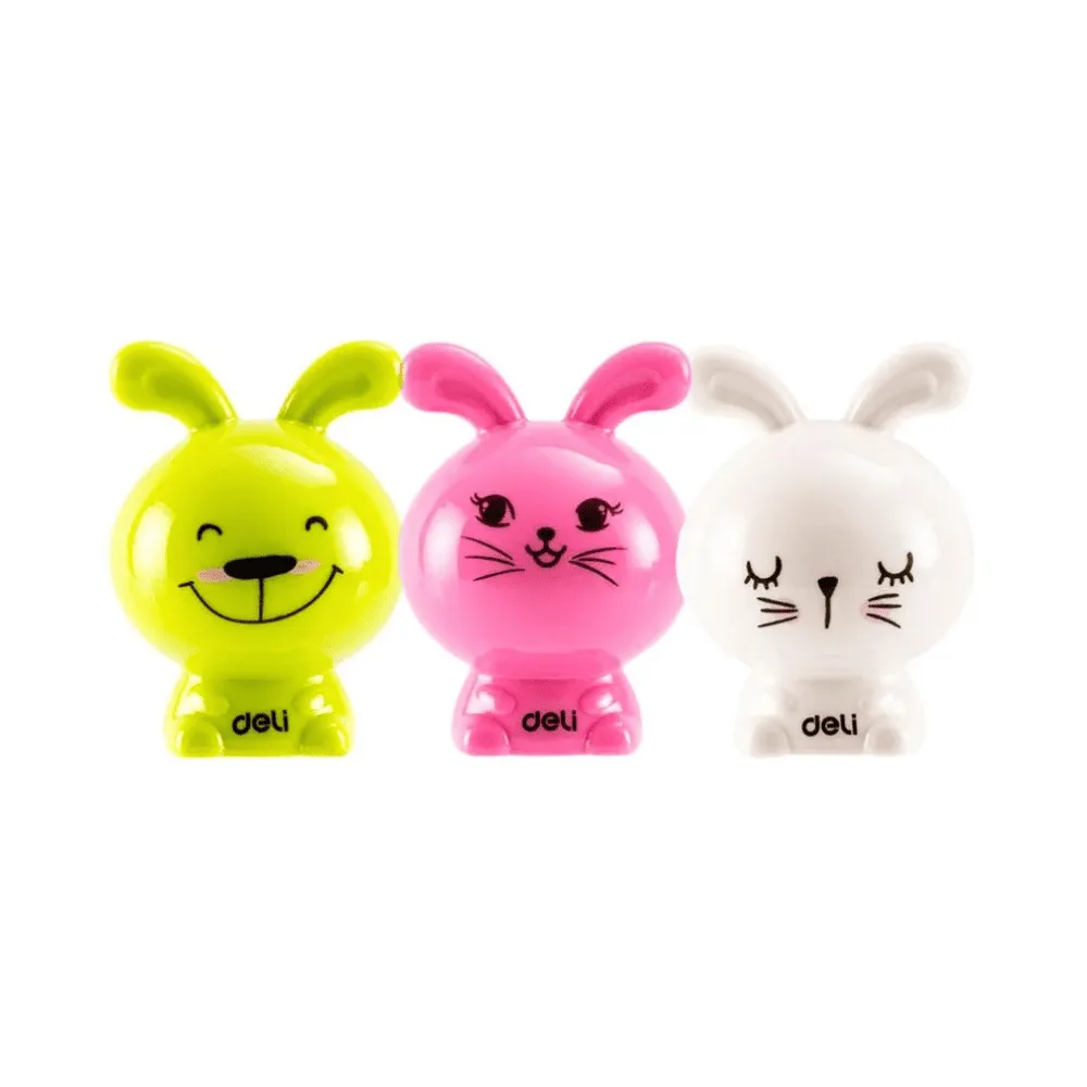 Точилка DELI "Magic Zoo" животные, пластиковая, 1 отверстие, с контейнером, ассорти