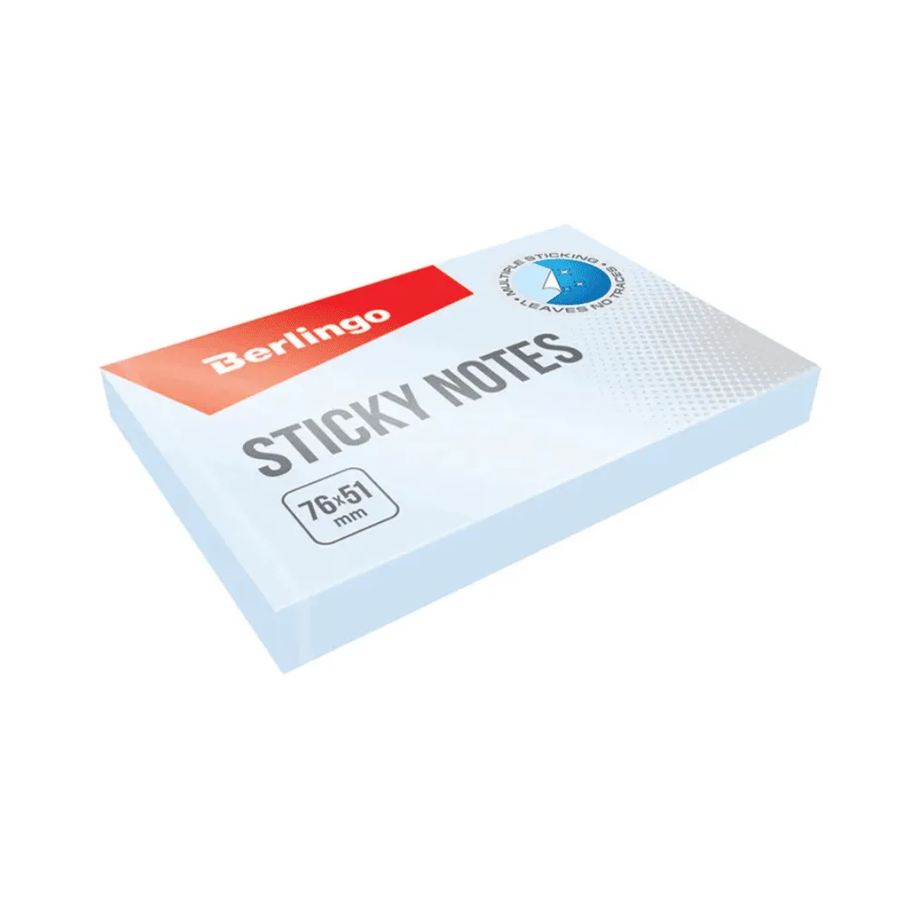 Самоклеящийся блок Berlingo "Standard", 76*51мм, 100л., голубой