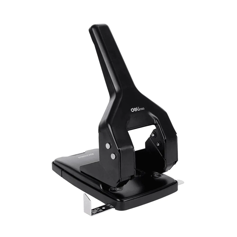 Дырокол DELI "0160", до 60 листов, металлический корпус, черный