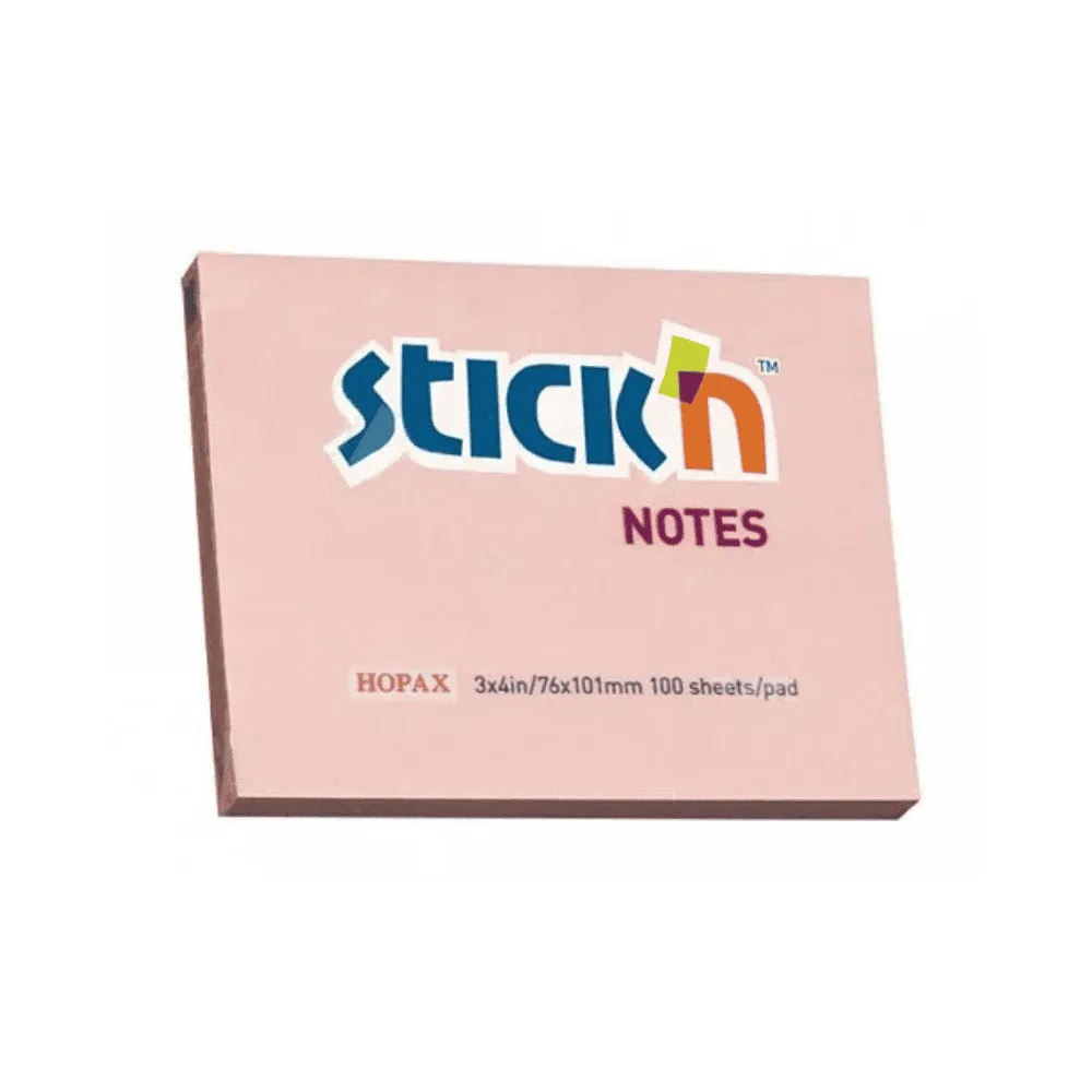 Клейкие листики STICK`N 76 х 101 мм, розовые, 100 листов