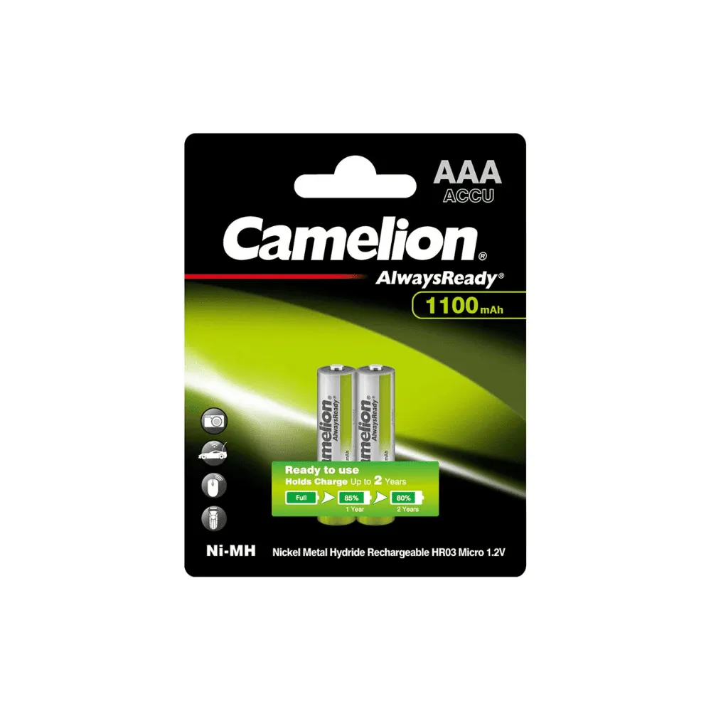 Аккумулятор CAMELION AlwaysReady Ni-MH Rechargeable NH-AAA1100ARBP2 2 шт. в блистере