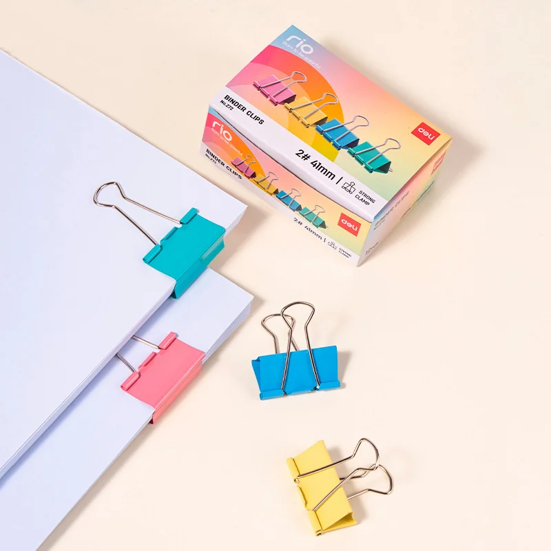 Зажимы для бумаг DELI "RIO", 41 мм, цветные, (12 шт.) - миниатюра 8