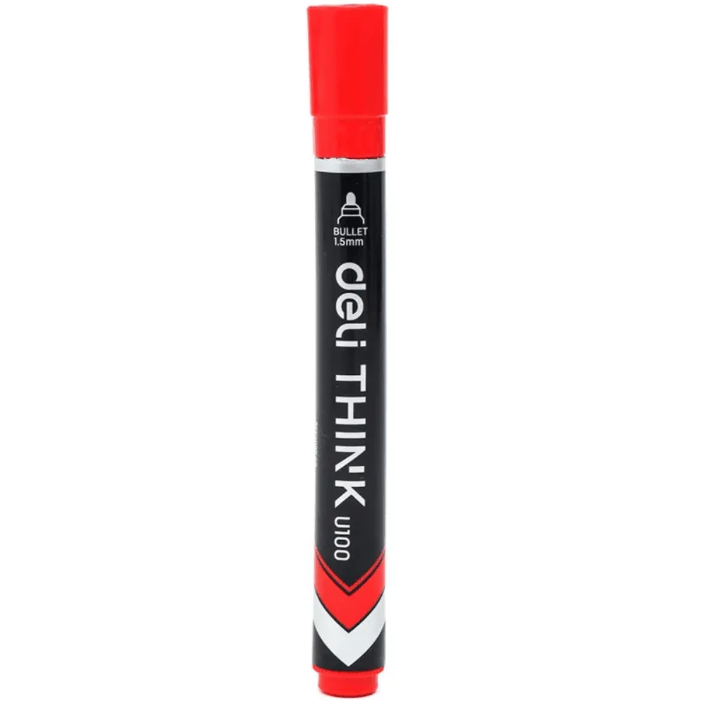 Маркер перманентный DELI "U100" 1,5 мм, красный