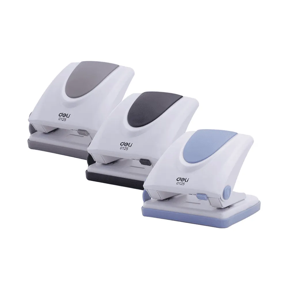 Дырокол DELI "PRO", до 20 листов, металлический корпус