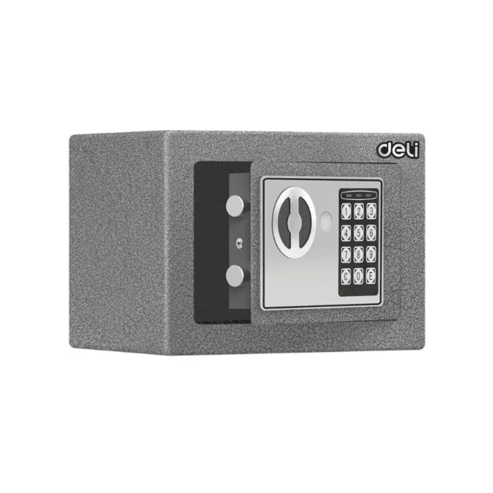 Сейф DELI "ET511" электронный замок + ключ, 230х170х170 мм, 2,8 кг, серый