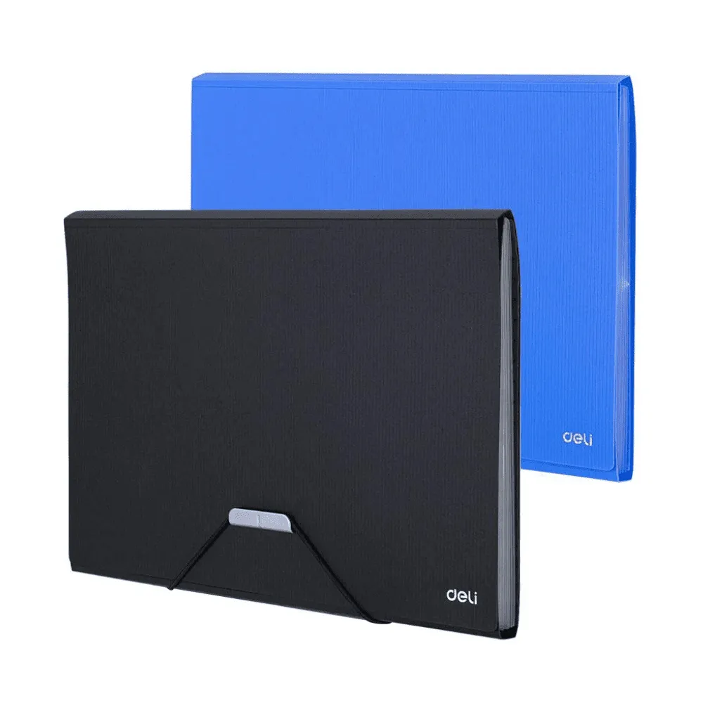 Папка-портфель DELI, на резинке, 7 отделений, ассорти