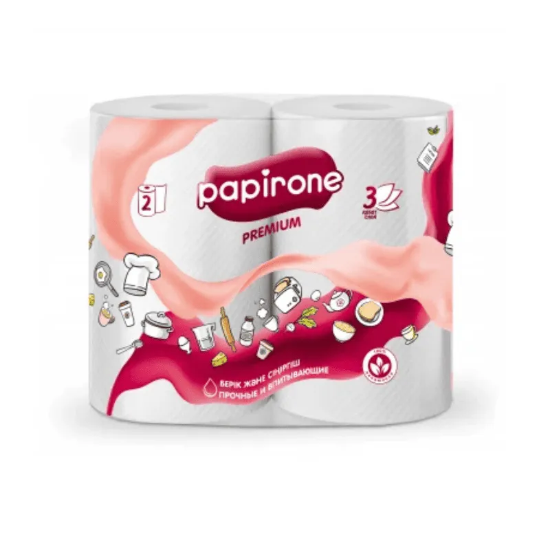 Полотенца бумажные Papirone 3-слоя по 2 шт/пач
