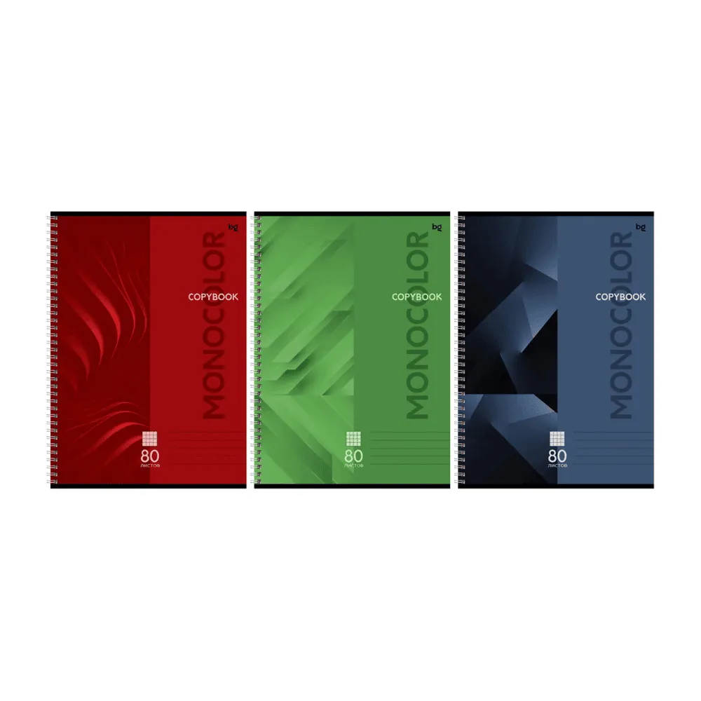 Тетрадь 80л., А4, клетка, на гребне BG "Monocolor. Classic"