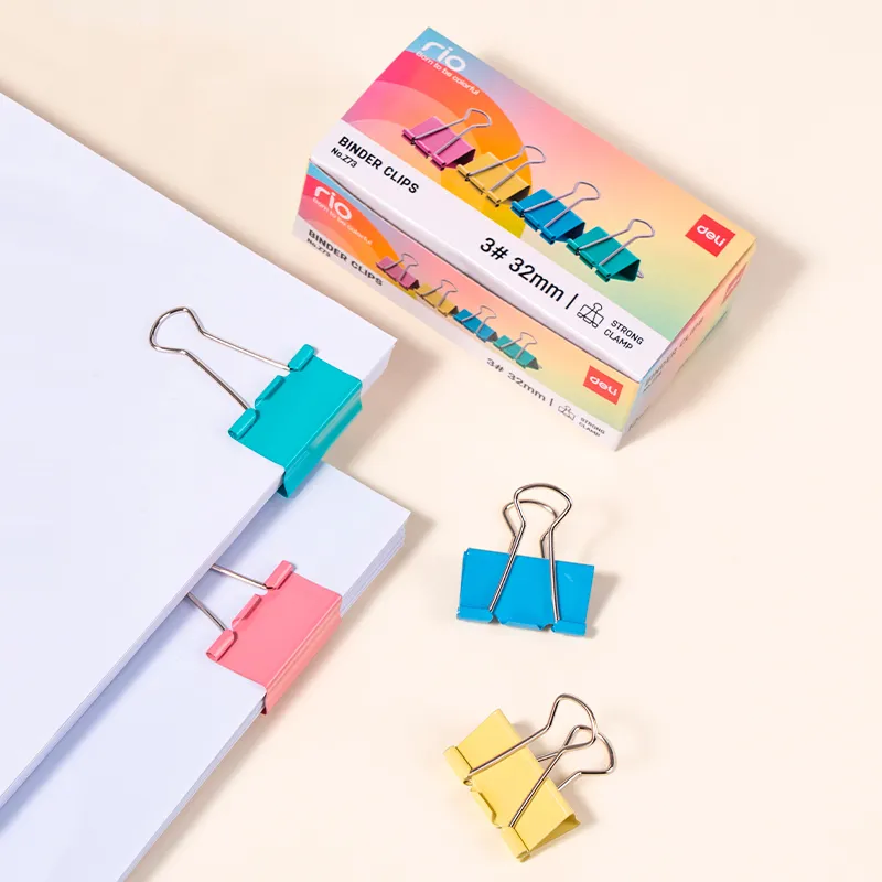 Зажимы для бумаг DELI "RIO", 32 мм, цветные, (12 шт.) - миниатюра 8