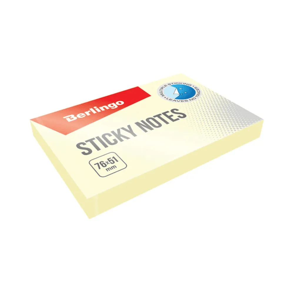 Самоклеящийся блок Berlingo "Standard", 76*51мм, 100л., желтый