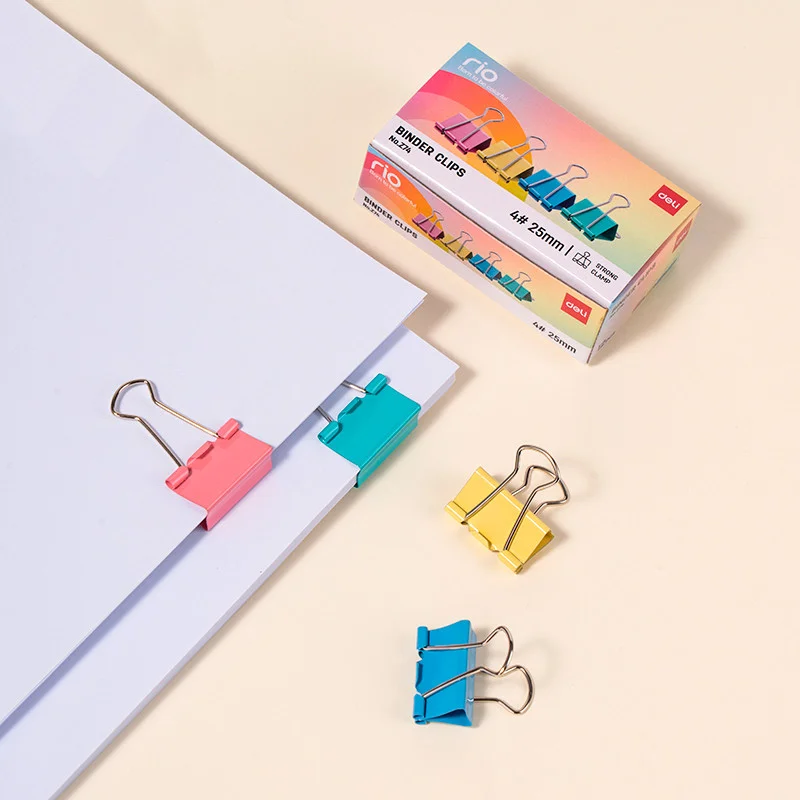 Зажимы для бумаг DELI "RIO", 25 мм, цветные, (12 шт.) - миниатюра 8