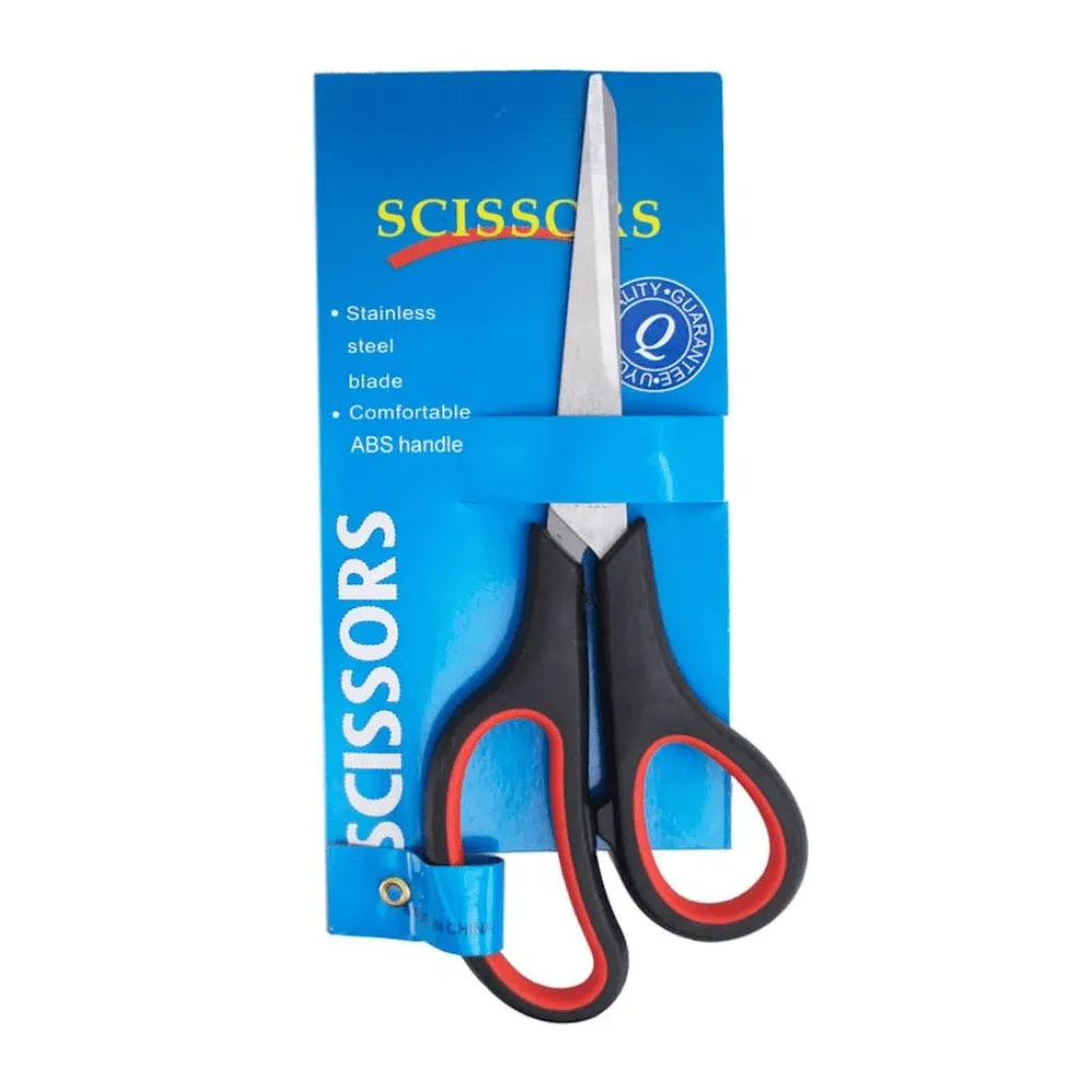 Ножницы "ZE003", 200 мм, ручки с резиновой вставкой, черный/красный