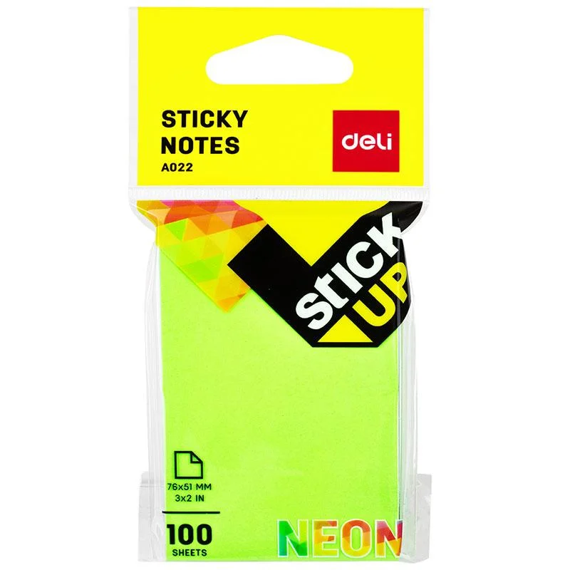 Клейкие листки DELI "Stick Up", 76х51 мм, ассорти неоновые, 100 листов - миниатюра 8
