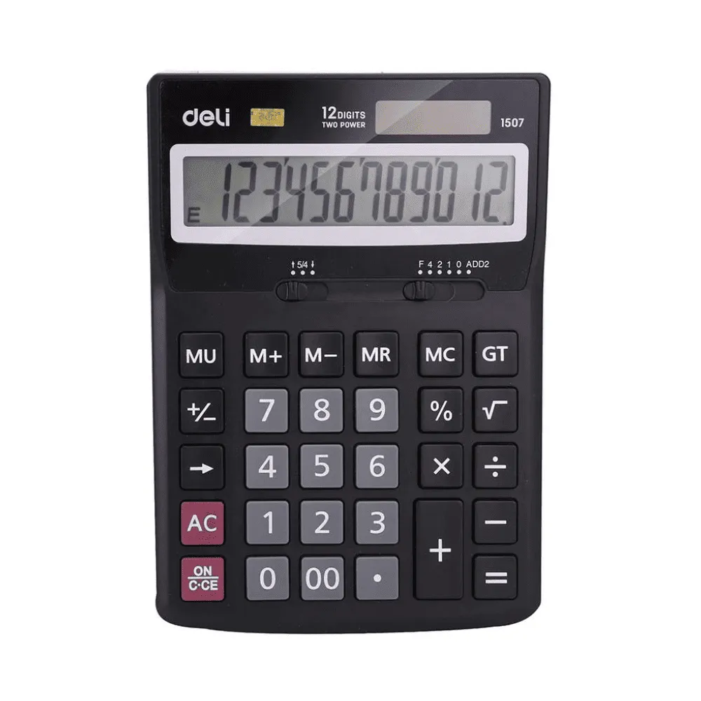 Калькулятор настольный DELI "1507" 12 разрядный, 168х123х30 мм, черный