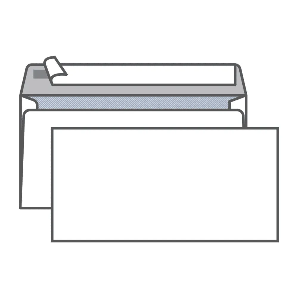 Конверт Е65 KurtStrip (110х220 мм) белый, удаляемая лента, внутренняя запечатка