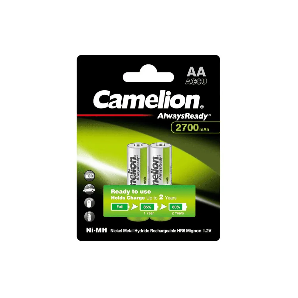Аккумулятор CAMELION AlwaysReady Ni-MH Rechargeable NH-AA2700ARBP2 2 шт. в блистере