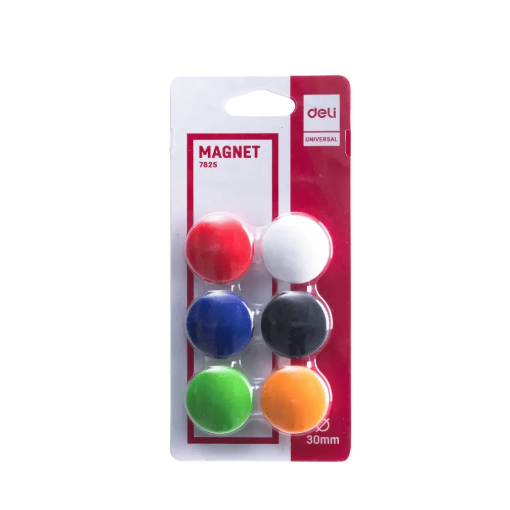 Магниты DELI, 30 мм, 6 штук в блистере