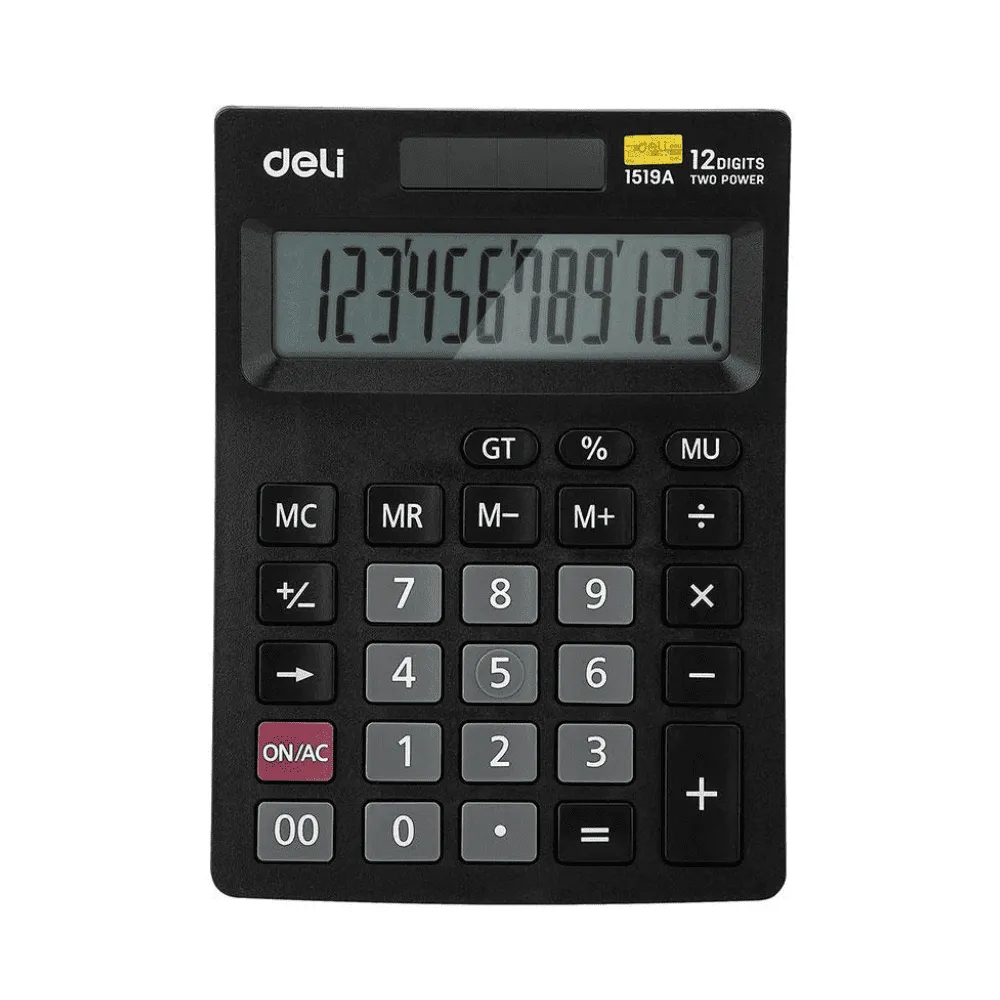 Калькулятор настольный DELI "1519A" 12 разрядный, 144х103х25 мм, черный
