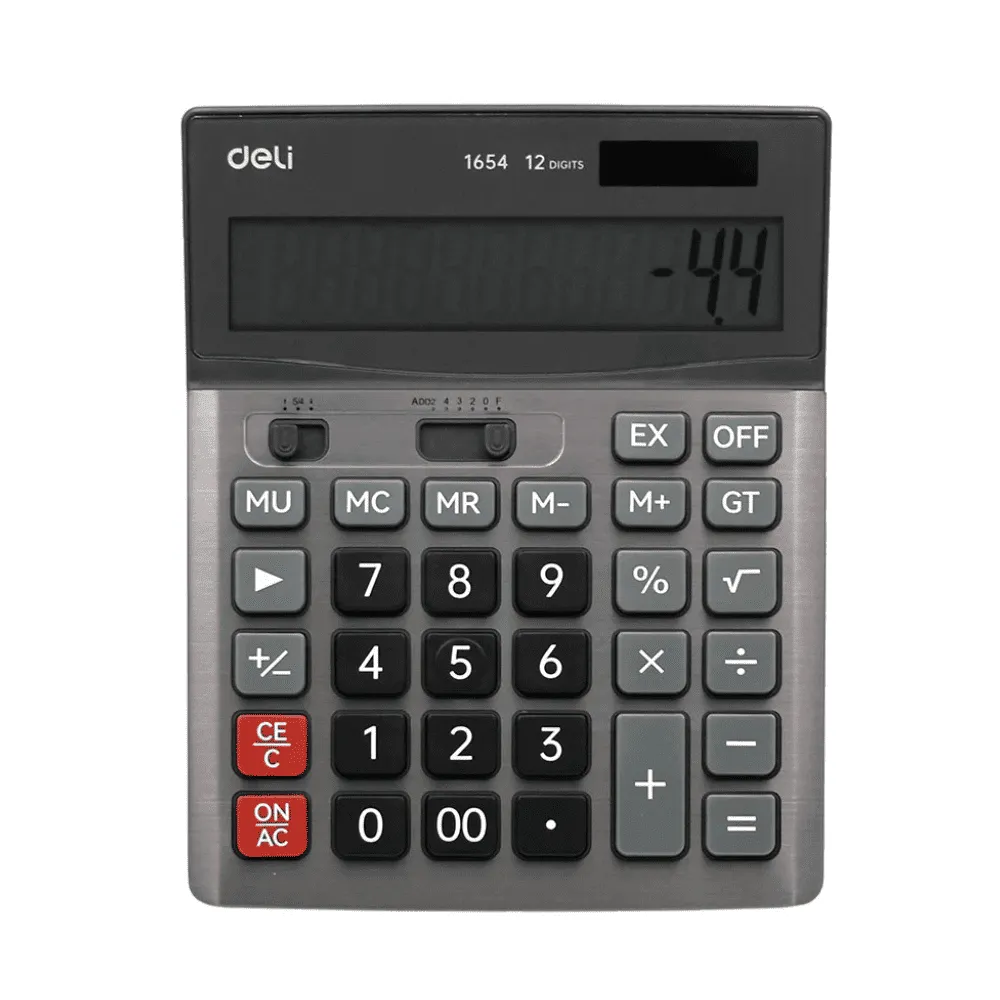 Калькулятор настольный DELI "1654" 12 разрядный, 190х147х38 мм, серый