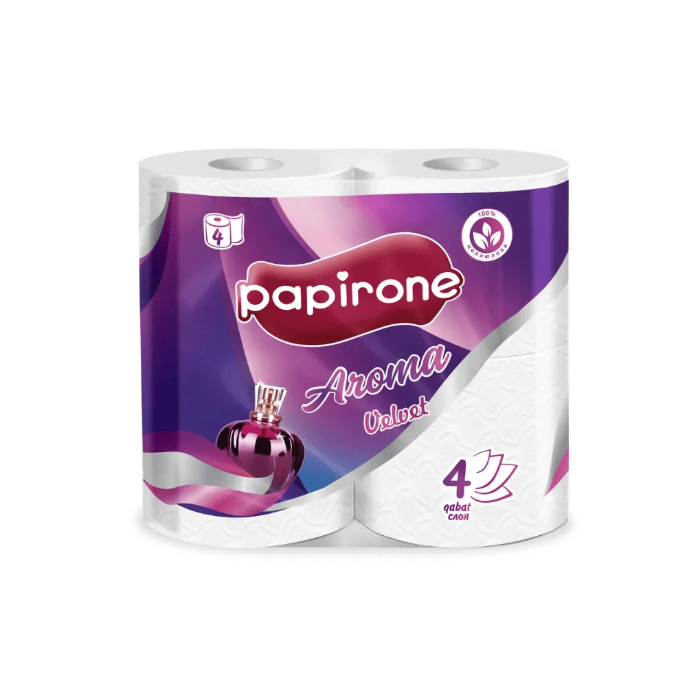 Туалетная бумага Papirone Velvet 4-х слойная 4 рулона белая Aroma