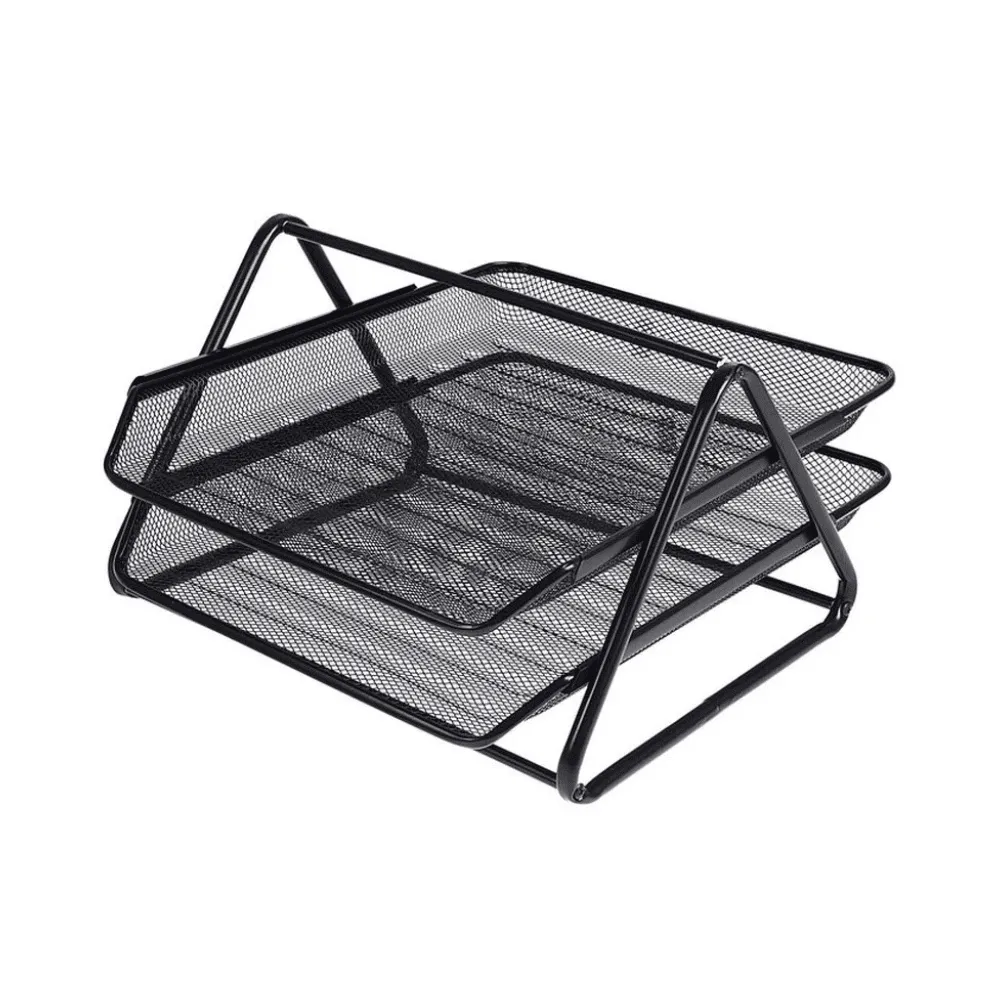 Лоток горизонтальный BASY на 2 отделения, металлический черный