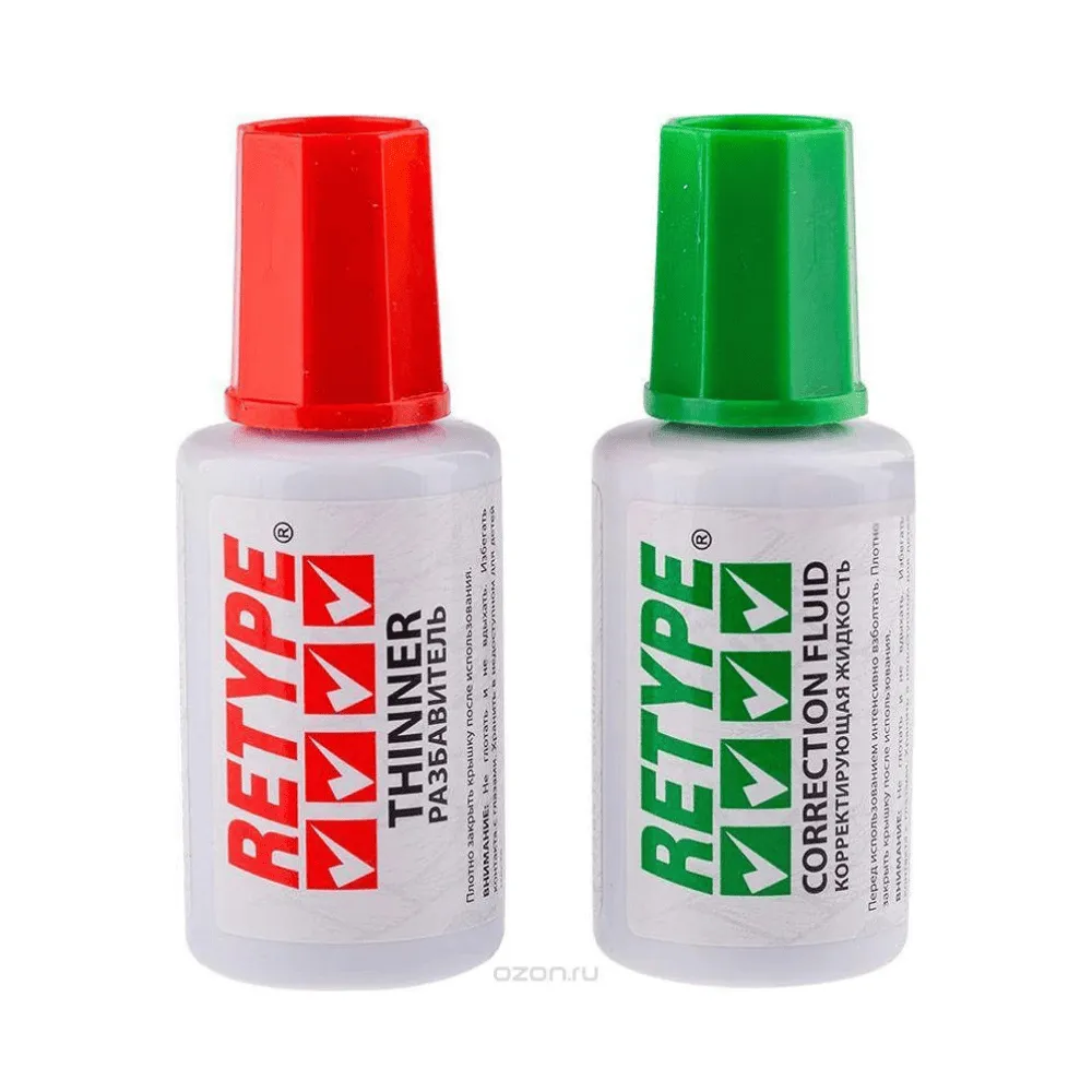 Корректирующая жидкость + разбавитель RETYPE (набор), 2х20 мл