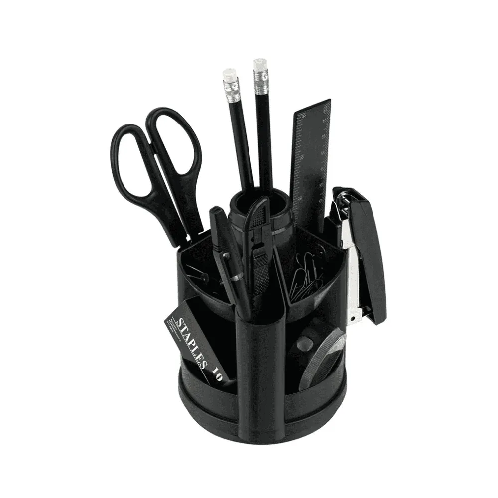 Настольный набор OfficeSpace "Минидеск", 11 предметов, вращающийся черный