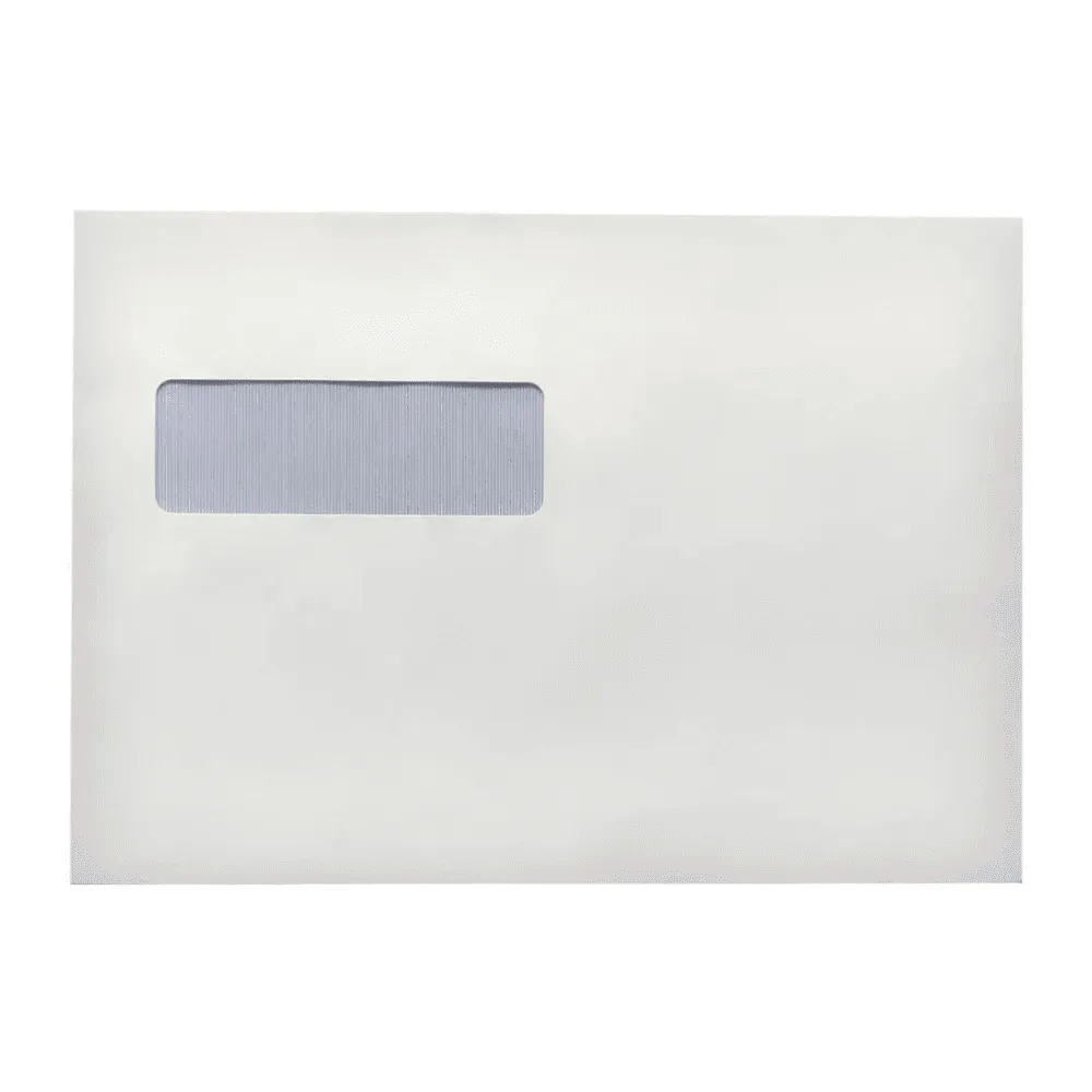 Конверт С5 (162х229 мм) белый, удаляемая лента, окно 30х90 мм, внутренняя запечатка