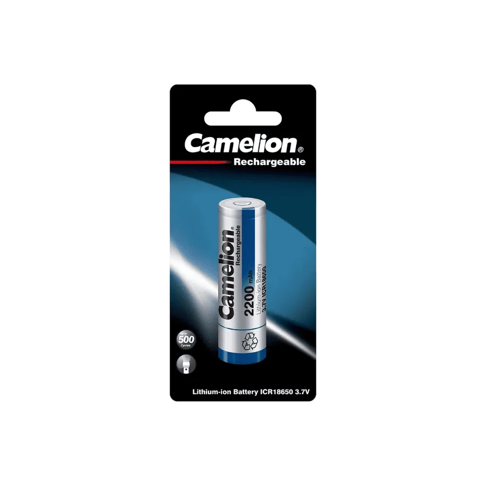 Аккумулятор CAMELION Lithium ICR18650F-22-BP 2200 mAh 1 шт. в блистере