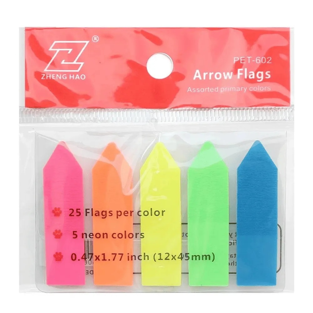 Закладки клейкие "Sticky", 12 х 45 мм, стрелки, пластиковые, 5 цв х 25 листов