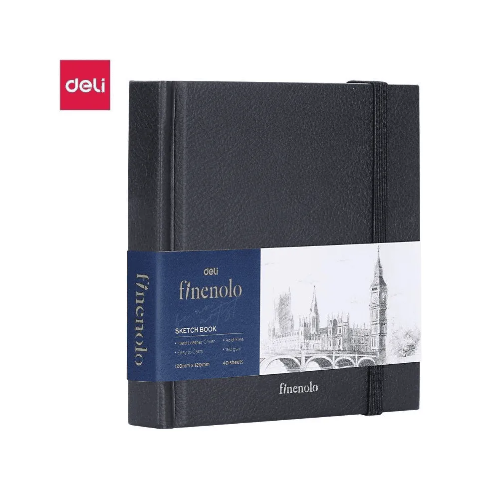 Скетчбук DELI "Finenolo ", 12 х 12 см, 40 л., 160 г/кв.м., черный