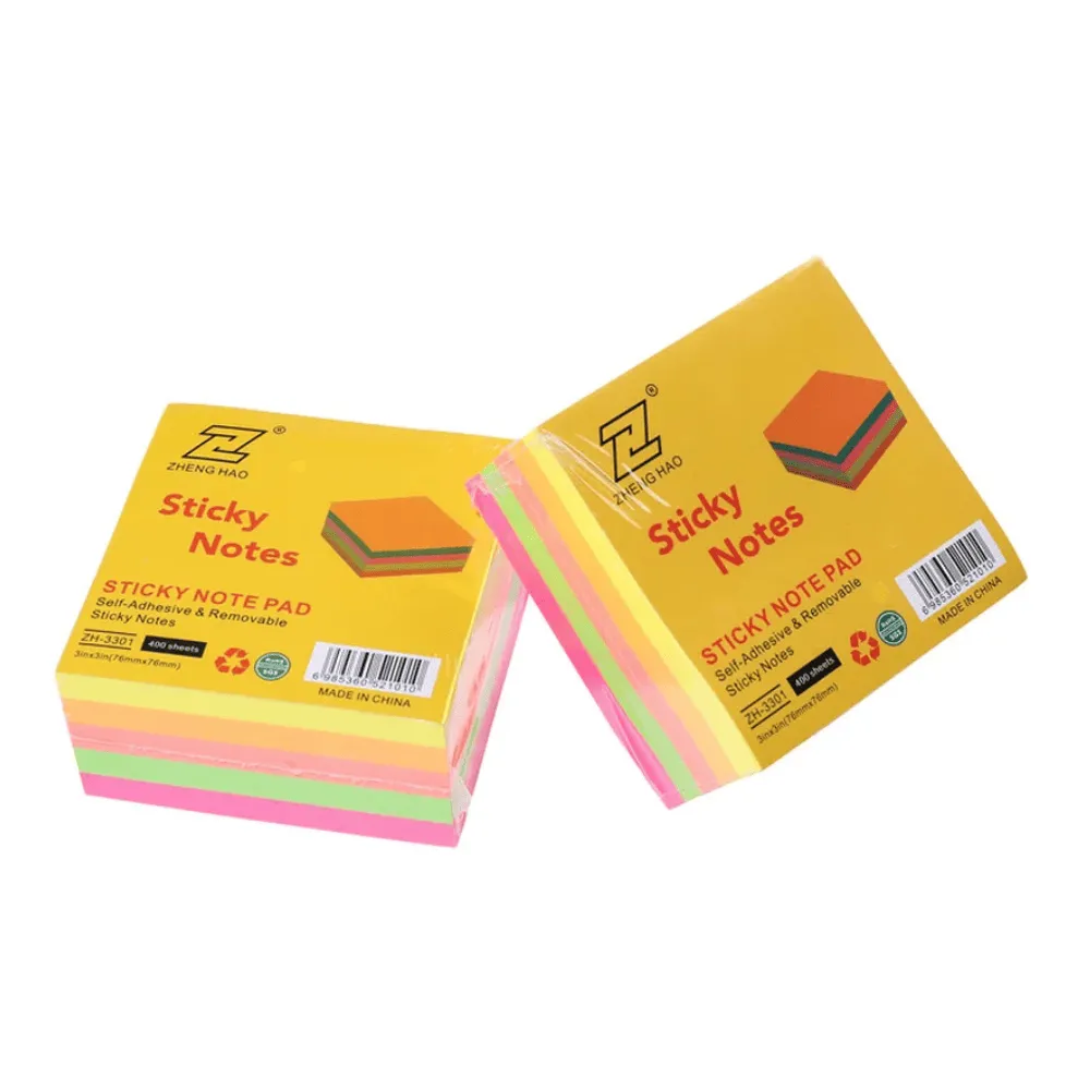 Клейкие листики "Sticky" 76 х 76 мм, 5 неоновых цветов, 400 листов