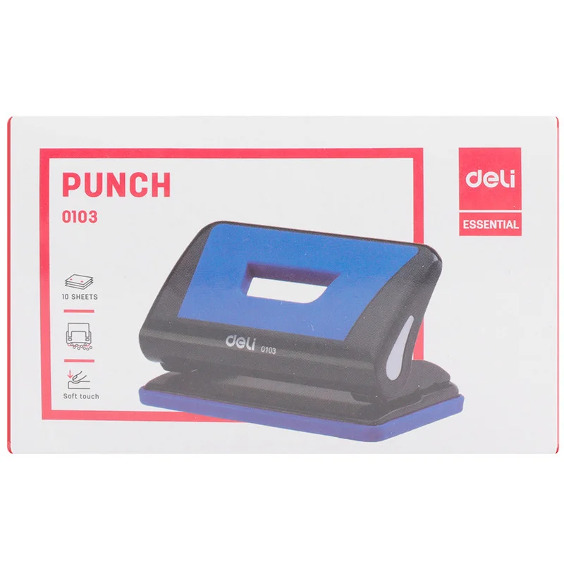 Дырокол DELI до 10 листов, пластиковый корпус, ассорти - миниатюра 7