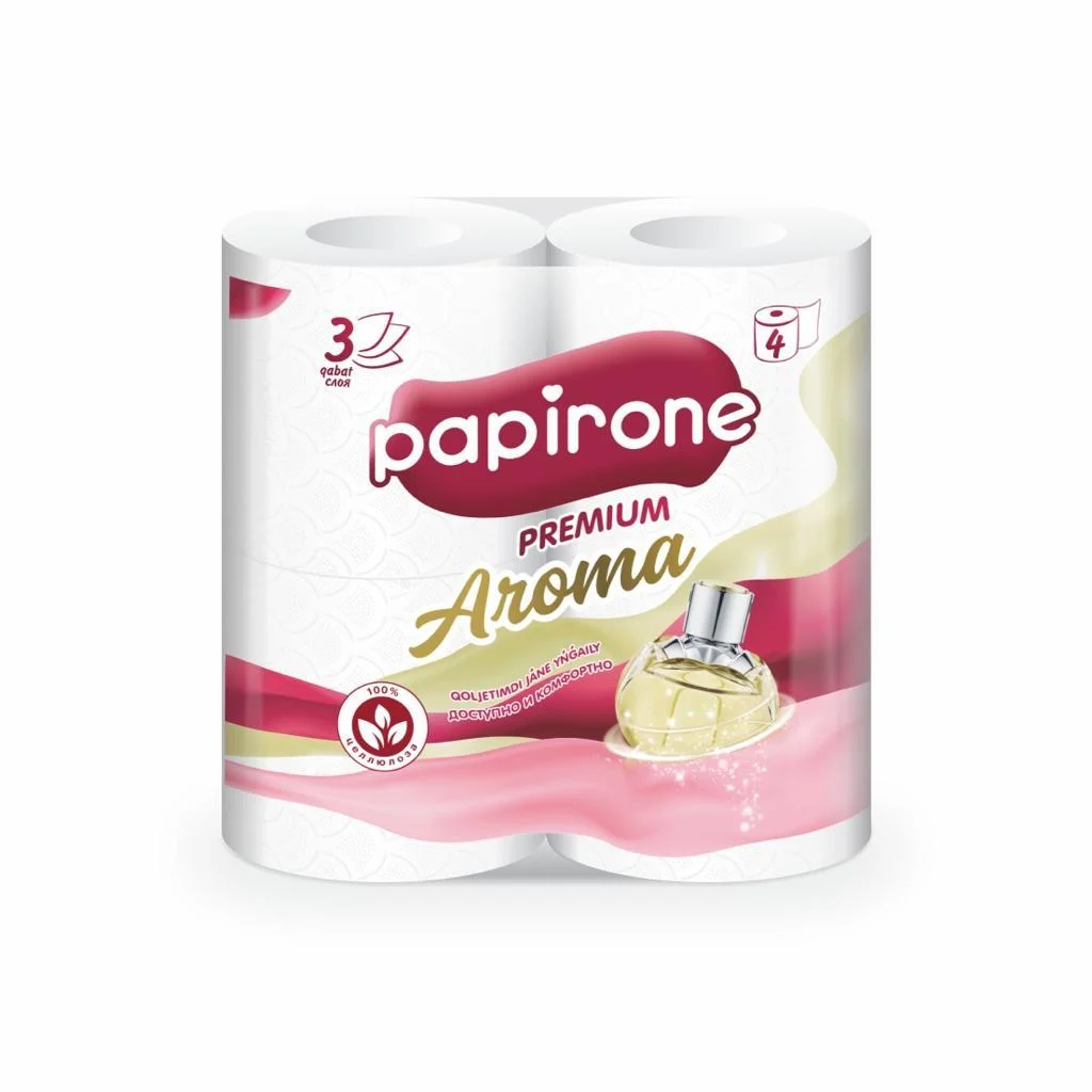 Туалетная бумага Papirone, 3-х слойная, 4 рулона, белая Aroma - миниатюра 2