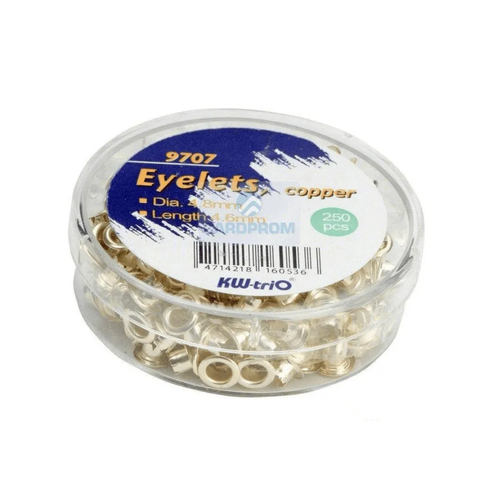 Люверсы KW-trio 4,8 мм (30 листов), 250шт, медные