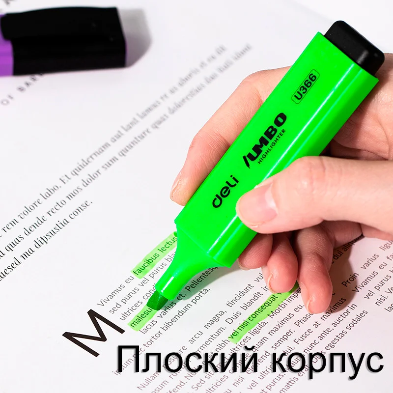Текстовыделитель DELI "U366" 1-5 мм, зеленый - миниатюра 3