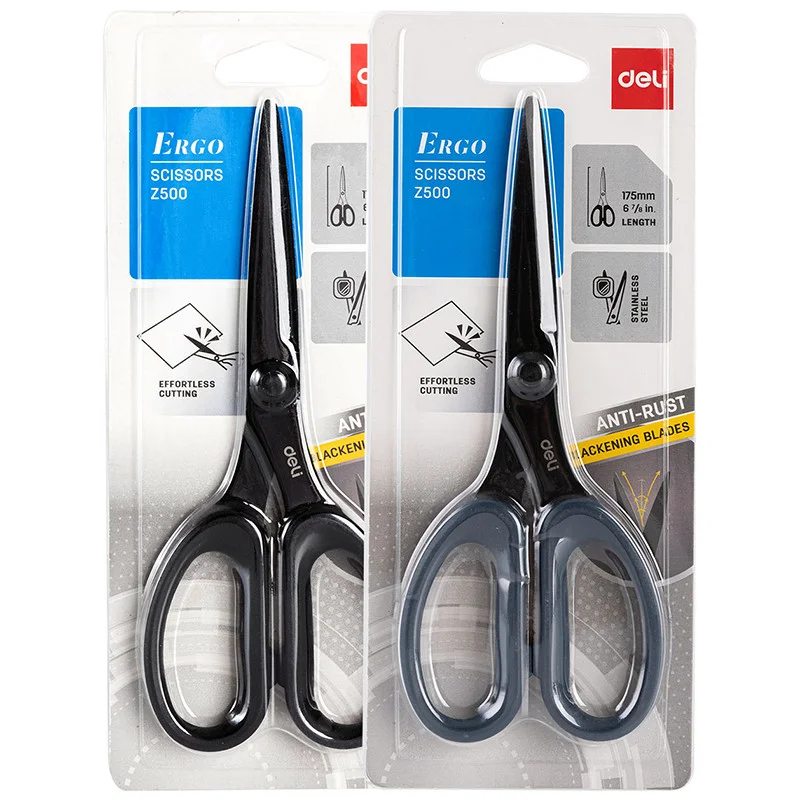 Ножницы DELI "Ergo", 175 мм, нержавеющая сталь, пластиковые ручки, ассорти - миниатюра 6