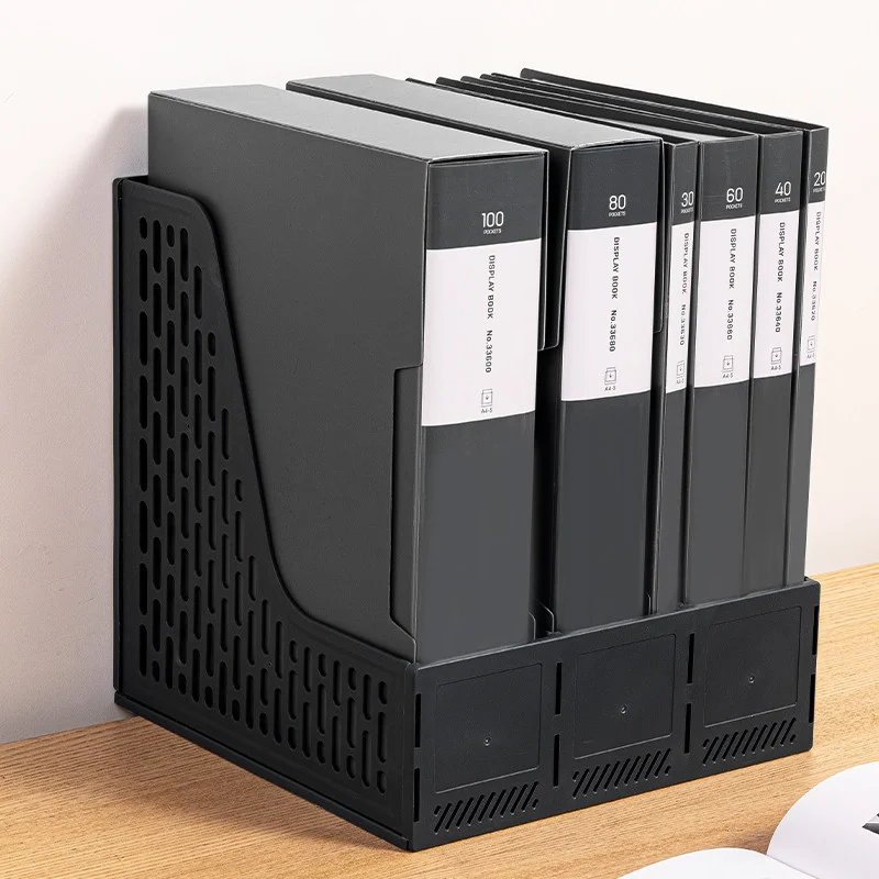 Лоток вертикальный DELI "E9843", 3 отделения, чёрный - миниатюра 5