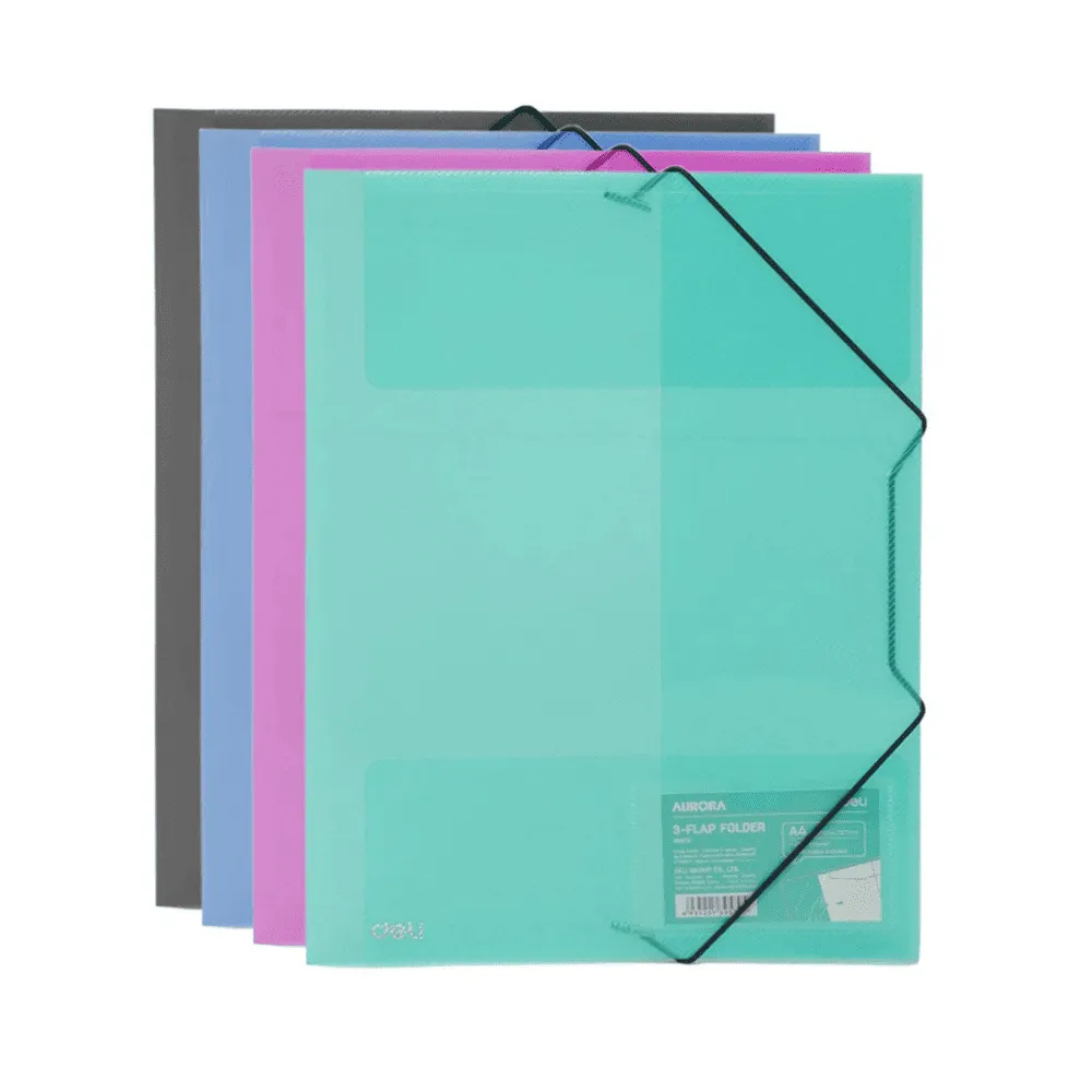 Папка на резинках DELI, A4 пластиковая, 450 мкм, ассорти